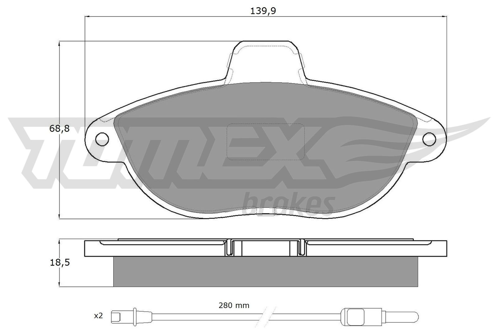 Sada brzdových platničiek kotúčovej brzdy TOMEX Brakes